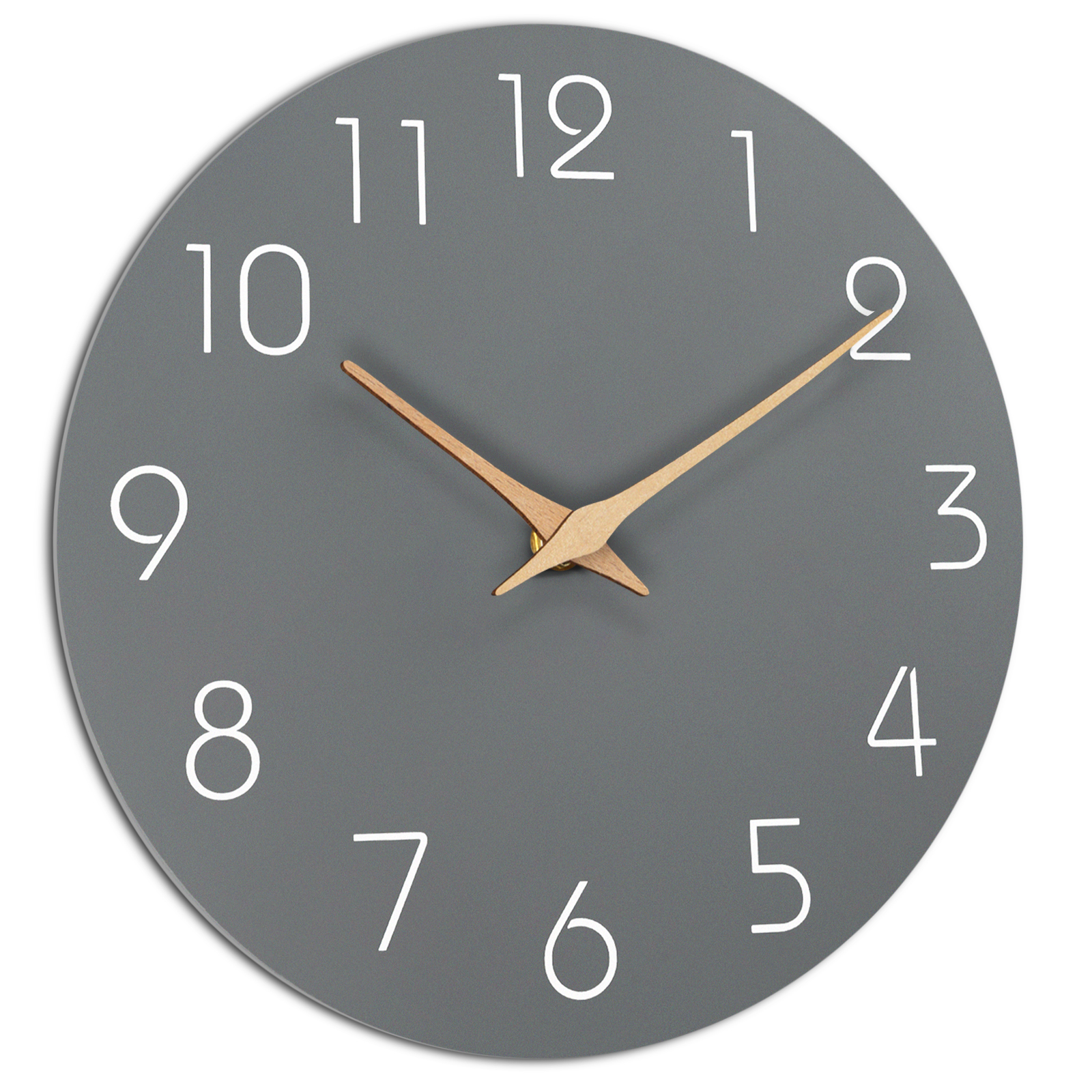 Mosewa 12 Inch Non-Ticking Wall Clock （Gray）