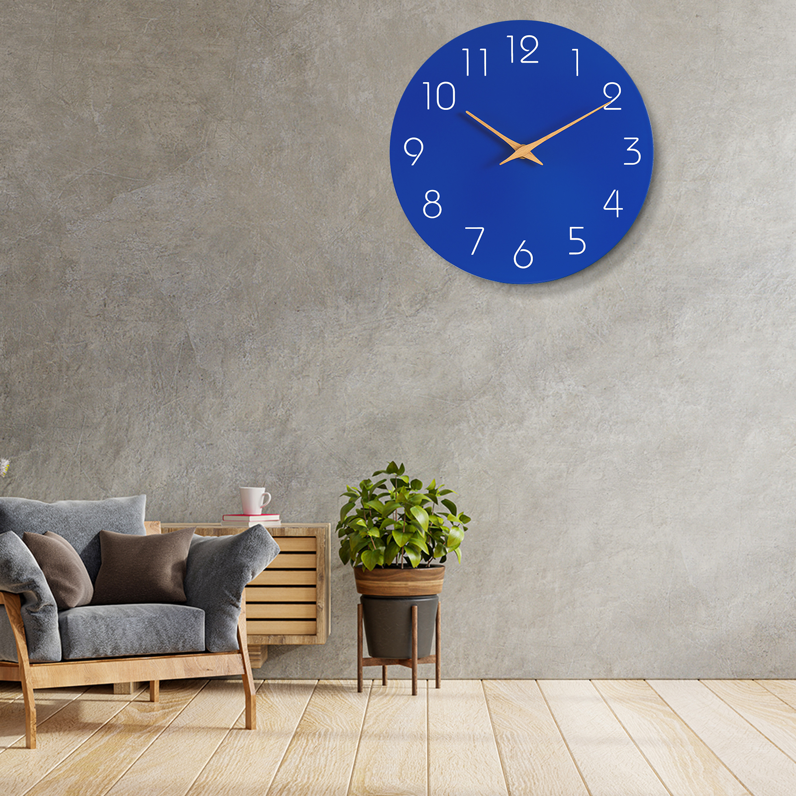 Mosewa 12 InchSilent Wall Clock （Navy Blue）-Foreign trade