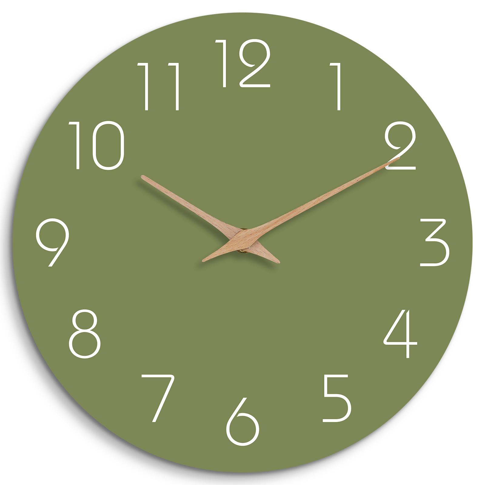 Mosewa 14 Inch Silent Wall Clock （Olive Green）